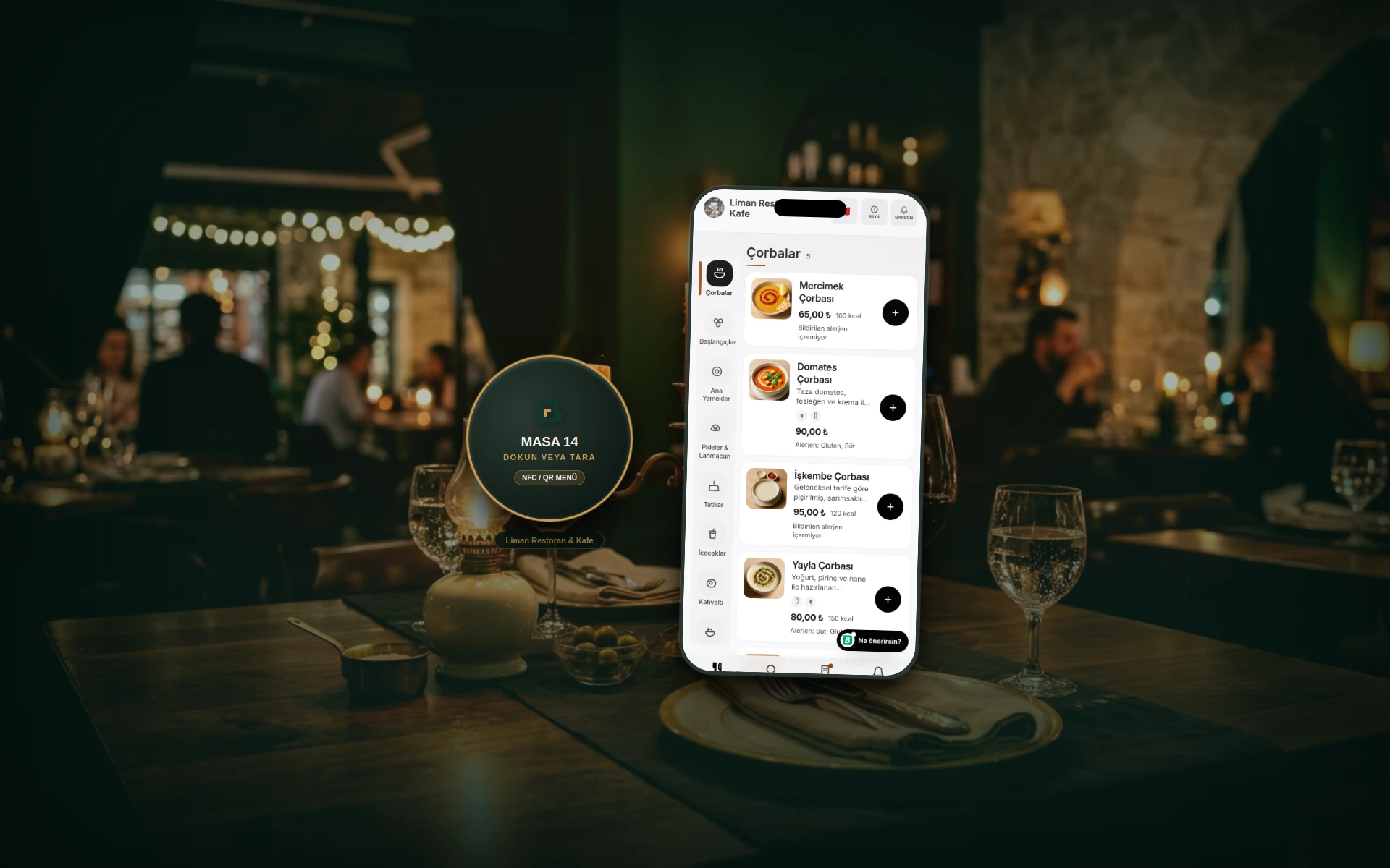 Masada QR/NFC ile anında açılan BUYURO dijital menüsü