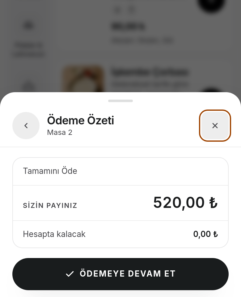 Masada Hesabın Tamamını Ödeme Onay Ekranı