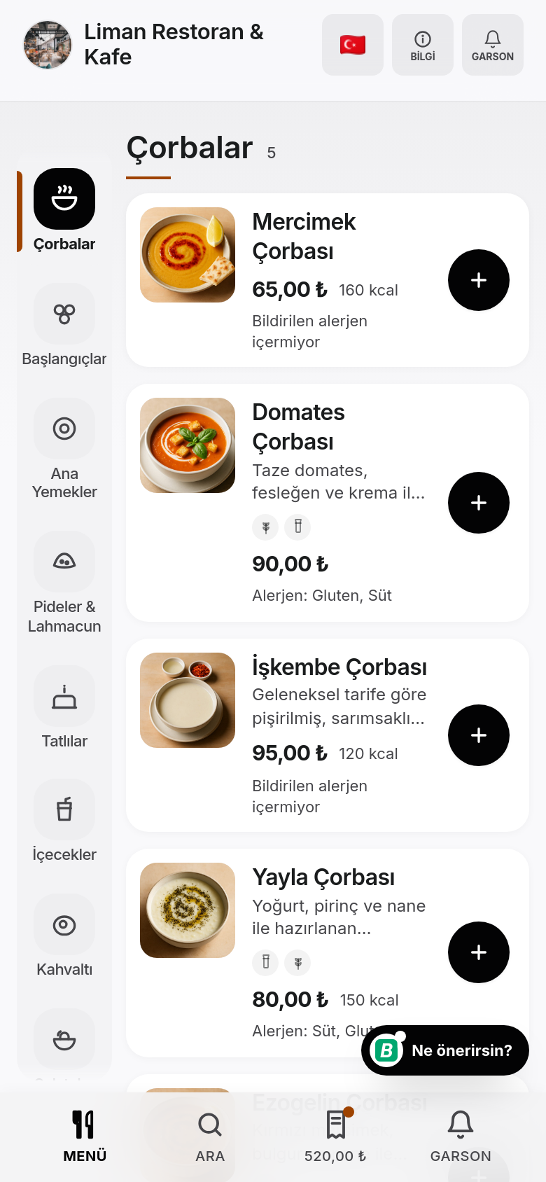 Masadaki Canlı QR Menü